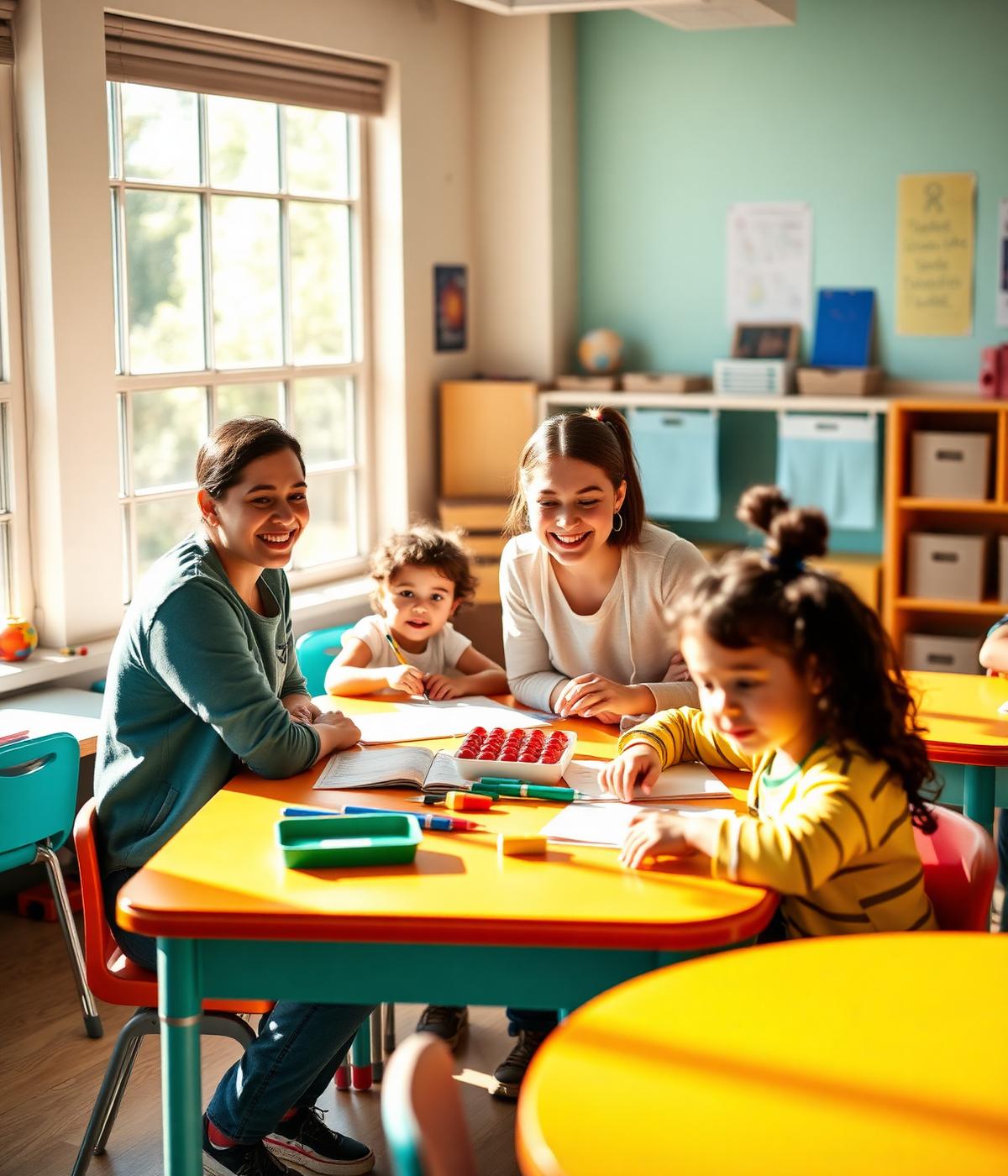 Students in a K–6 private school classroom in Byrnes Mill, MO — hands-on, inclusive learning with ABA